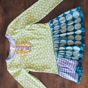 Matilda Jane Green Allover Print Long Sleeve top Girls Size 4.